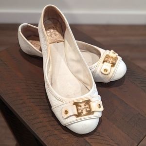 Tory Burch Clines Ballet Flat, Tumbled Leather, Color Bleach White, Size 7M